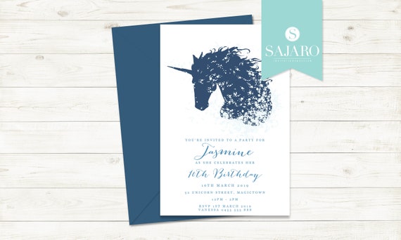 Unicorn Fading - Birthday invitation Il_570xn