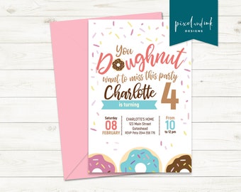 Doughnut Sprinkle - Donut Birthday Invitation