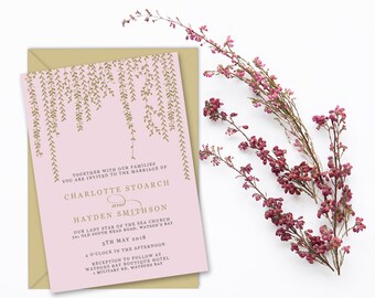 Charlottes Vines - Wedding invitation, wedding invitation set, vine, leaves