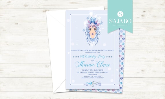 Mermaid Ice Queen 1 - Birthday invitation Il_570xn