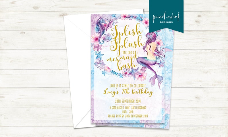 Mermaid Deluxe Splash Birthday invitation image 1