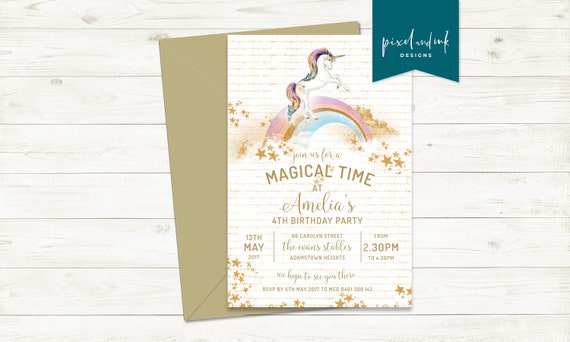 Magical Unicorn - Birthday invitation Il_570xn
