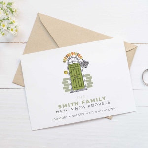 Moving Announcement Cards - Green Front Door - Personalised