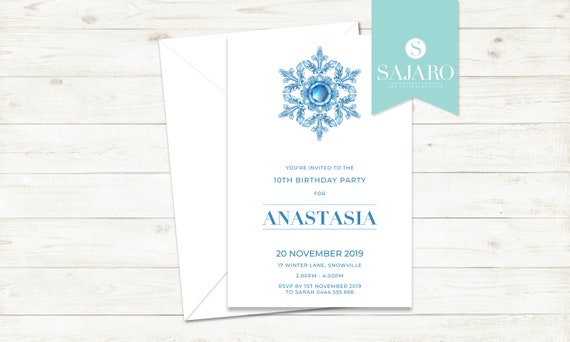 Frozen 'Jewelled Snowflake' - Birthday Invitation Il_570xn