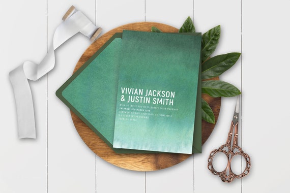 Ombre Magic - Wedding invitation, wedding invitation set, green ombre, save the date Il_570xn