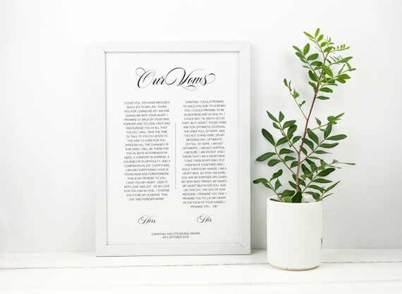 Anniversary Gift, 1st Year Paper, Wedding Vow Keepsake Wall Art Il_570xn