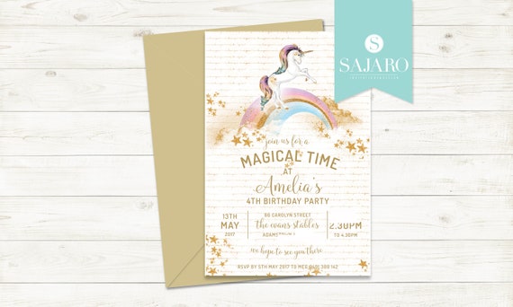 Magical Unicorn - Birthday invitation Il_570xn