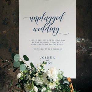 Modern Script Unplugged Ceremony Sign, Unplugged Wedding, Welcome To Our Unplugged Wedding Sign