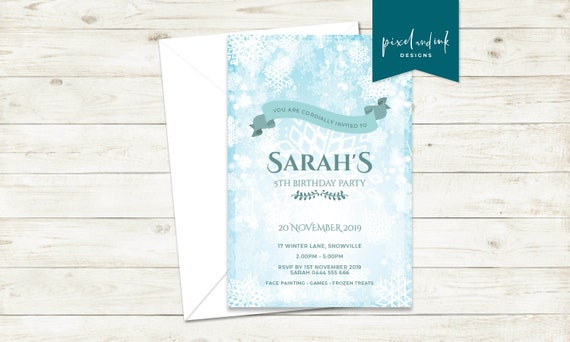 Frozen 'Snowflake Scroll' - Birthday Invitation Il_570xn