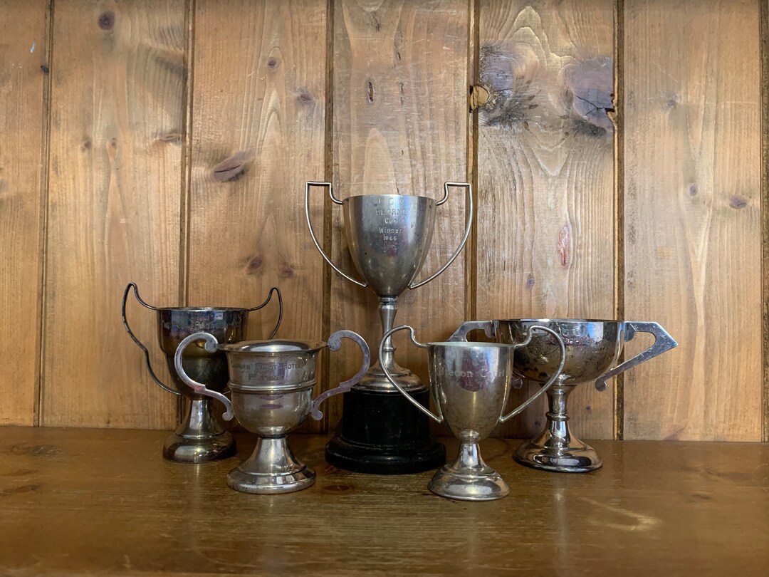 Vintage Collection of 5 Silver Plate Trophies Trophy Etsy