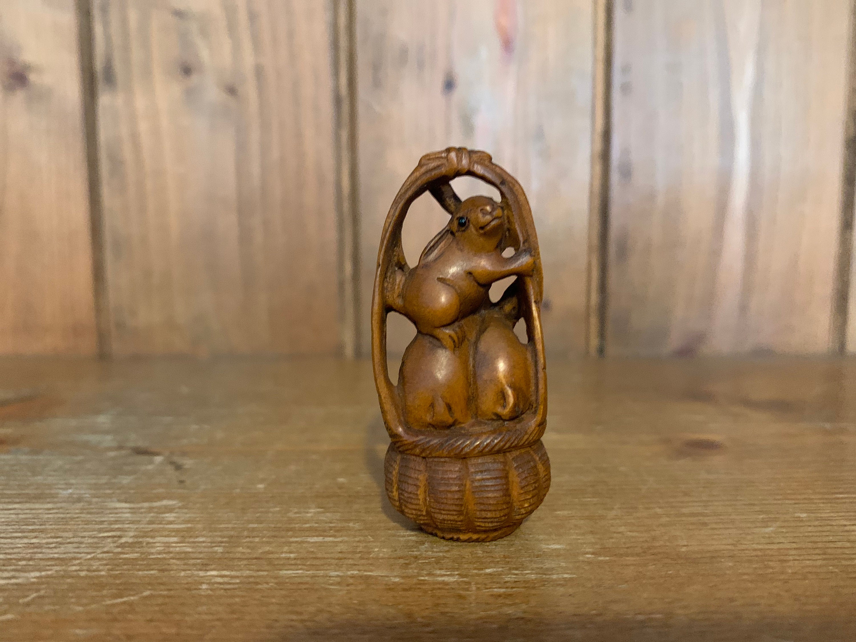 Vintage Wooden Carved Netsuke Rabbit/hare - Etsy