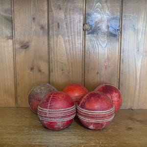 5 x vintage leather cricket balls, cricket, balls