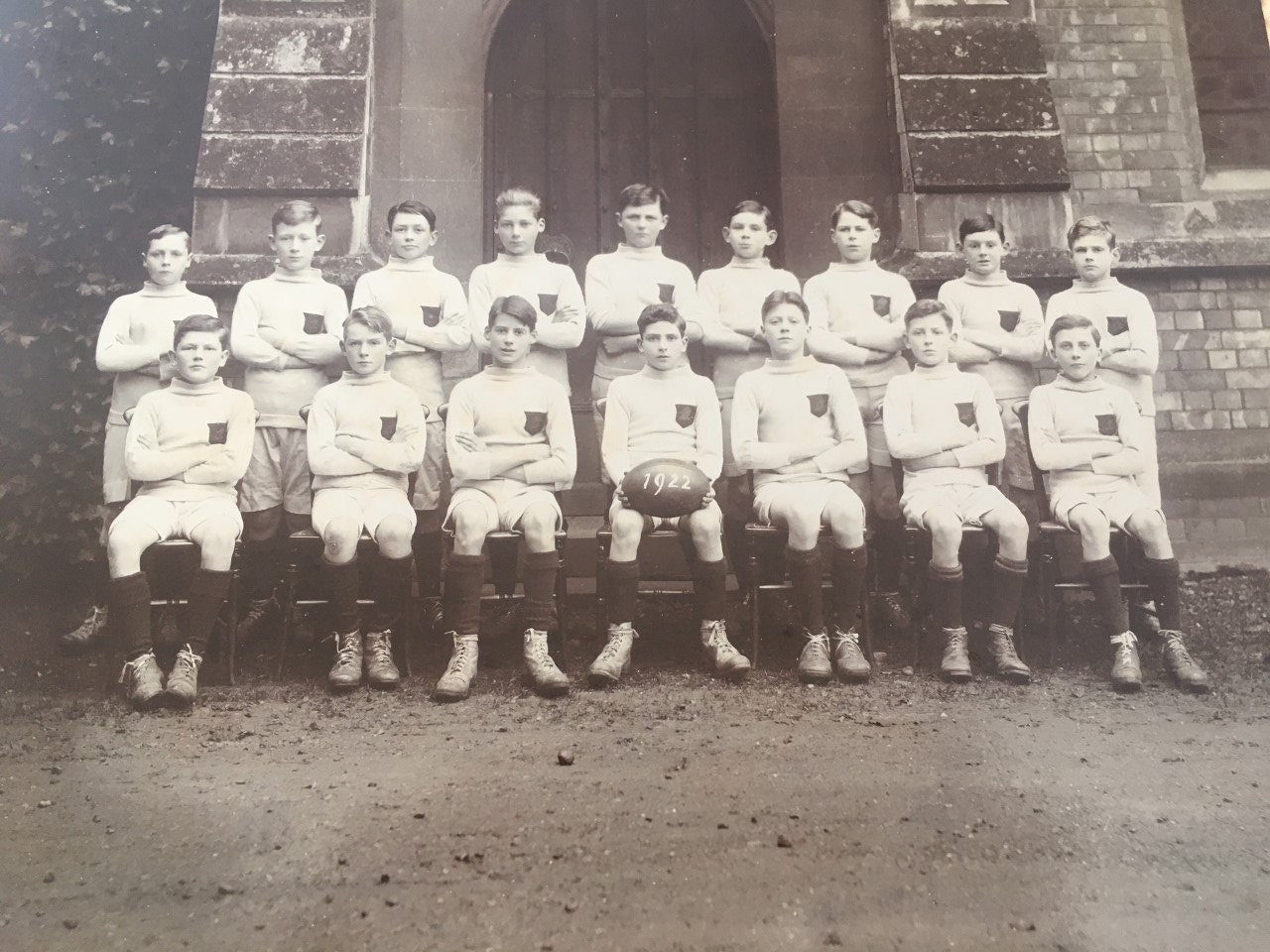 Image of 1922 Large English Vintage School Rugby Photo, Rugby, Vintage, Sporting Goods, Photos