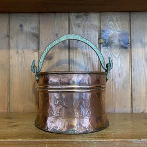 Vintage copper and brass pan/planter, copper, planter