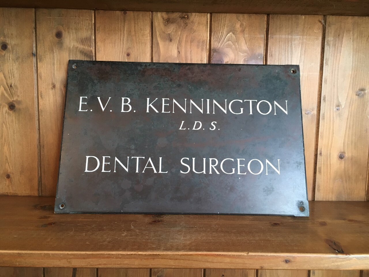 Image of 1930S Large English Bronze Dentist Sign Kennington London Dentist, Vintage Sign, Metal Dentist, Dentistry, Copper Sign