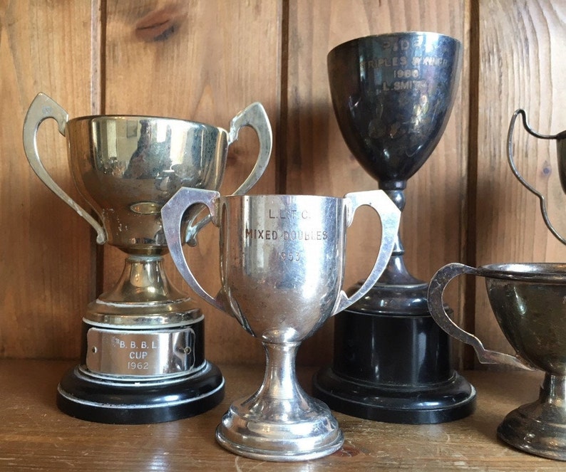 sports trophies vintage collection of 5 silver plate sporting trophies sporting items medals cups trophy
