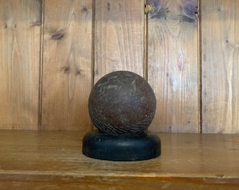 Vintage English Cricket Ball Trophy with Wood Base