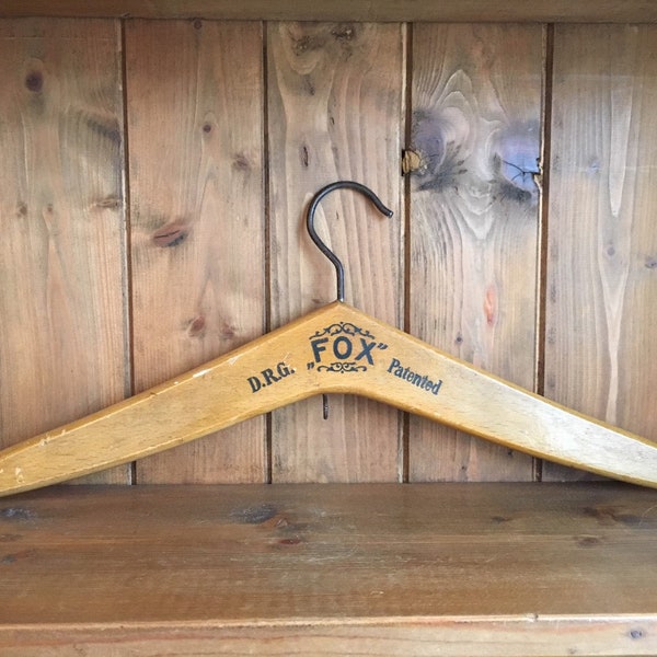 vintage English advertising FOX Coat Hanger, English, Vintage Coat Hanger, Advertising, Clothing