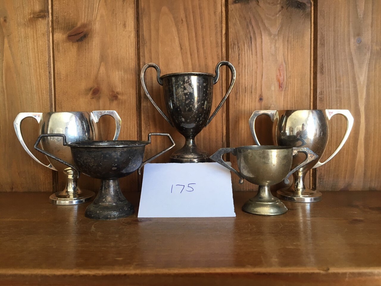 cups medals trophies trophy vintage collection of 5 silver plate sporting trophies NOT ENGRAVED sporting items sports