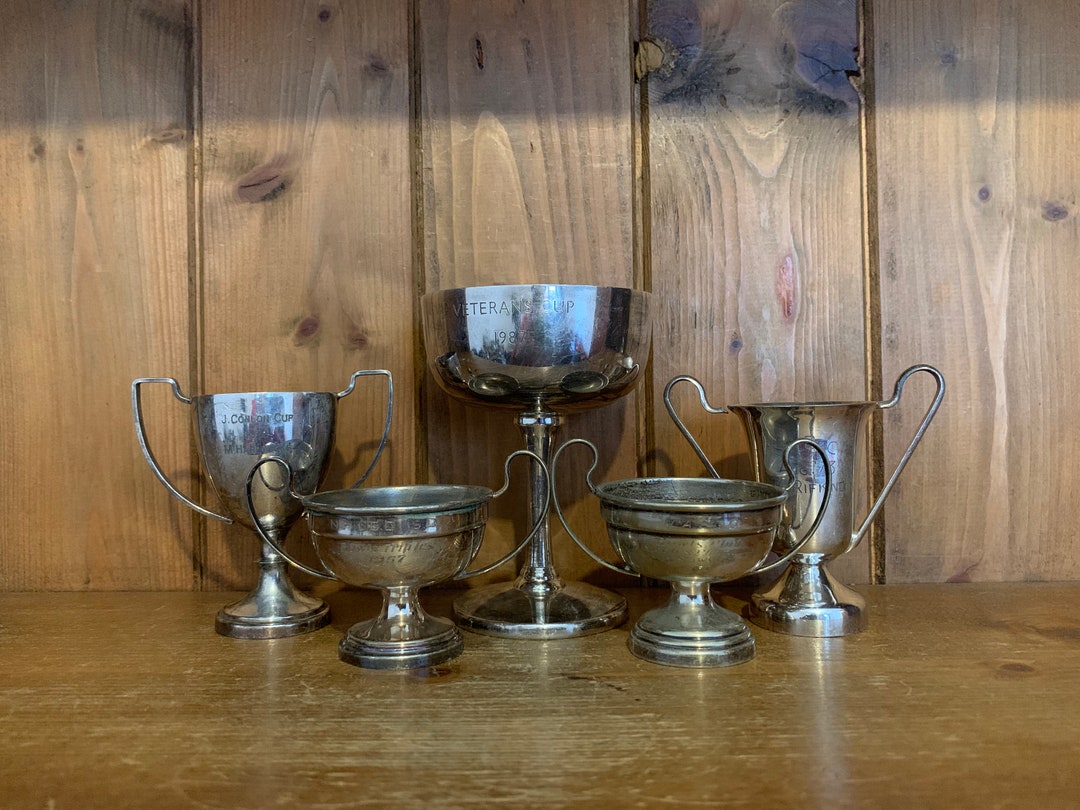 Vintage Collection of 5 Silver Plate Trophies Trophy Etsy