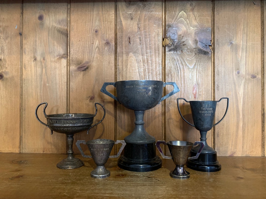Vintage Collection of 5 Silver Plate Trophies Trophy Etsy