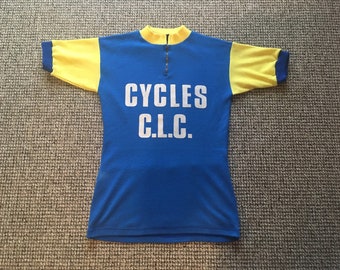 Vintage Cycling Jersey: Extra Small Men's, Blue & Yellow