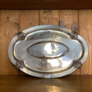 vintage art nouveau silver plate tray, tray, serving tray, silver plate