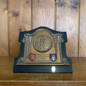 Targa trofeo di boxe d&#39;epoca del 1968 della Royal Navy contro l&#39;Esercito, pugilato, trofeo, pugilato d&#39;epoca