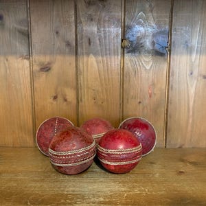 5 x vintage leather cricket balls, cricket, balls