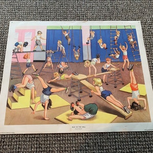 Lámina vintage "Juega en el salón", lámina, póster infantil
