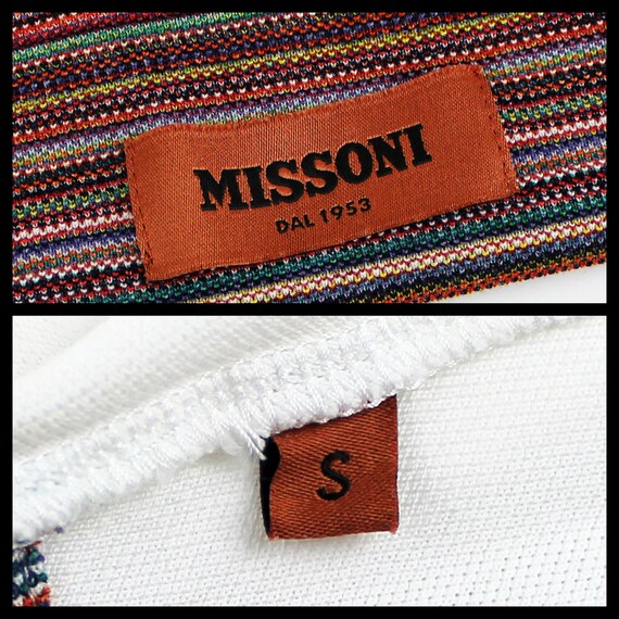 Authentic MISSONI Polo T Shirt Top Tee White Chev… - image 9