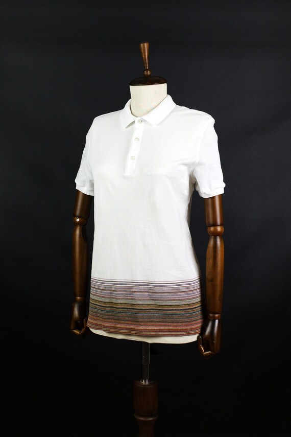 Authentic MISSONI Polo T Shirt Top Tee White Chev… - image 1