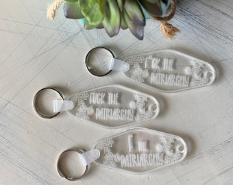 F the Patriarchy - clear acrylic motel-style keychain