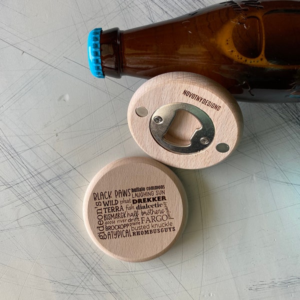 North Dakota breweries - magnetic wood bottle opener