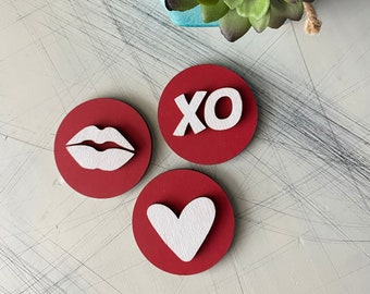 Valentine's Day Magnets - set of 3 wood magnets