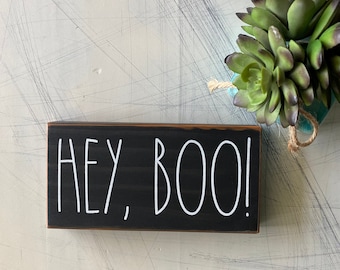 Hey, Boo! - handmade mini wood sign