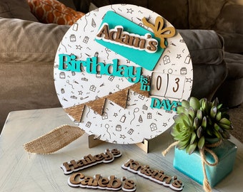 Customizable Family Birthday Countdown Sign with self-contained numbers