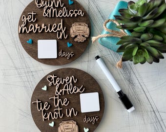 Letrero personalizable para la cuenta regresiva de la boda con marcador de borrado en seco