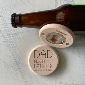 Engraved Beechwood Magnetic Bottle Opener - Dad Superhero Gift