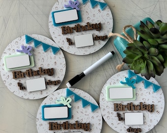 Customizable Birthday Countdown Sign with dry erase marker
