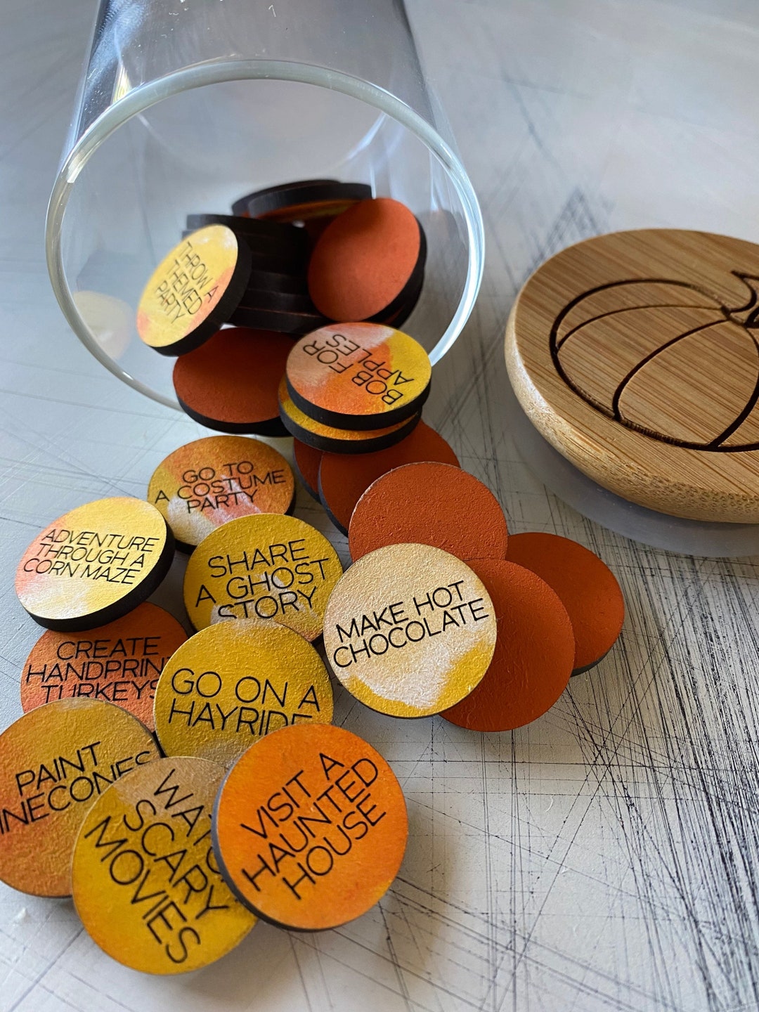 Fall Tokens Fall Family Fun - Fall Activity Token Jar - 30 Wood Tokens - Etsy