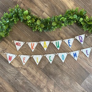 Welcome or personalized wood banner for the classroom - reusable classroom decor