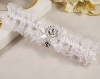 Lace garter for bride white,  Bridal leg garter, Keepsake elegant garter belt, Accessories lingerie