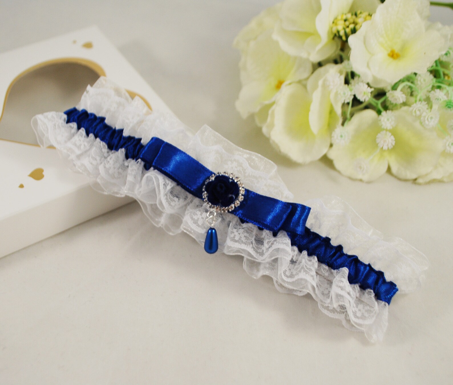 Garter Belt Blue White Wedding Garter for Bride Etsy