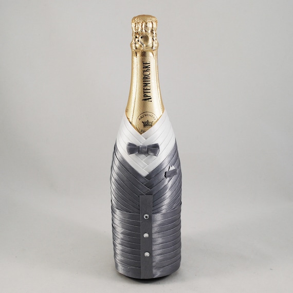 Coperture Per Bottiglie Di Vino Nuziali - Set 2 Pezzi In Pizzo Con Velo, Per Matrimoni - Foto 2