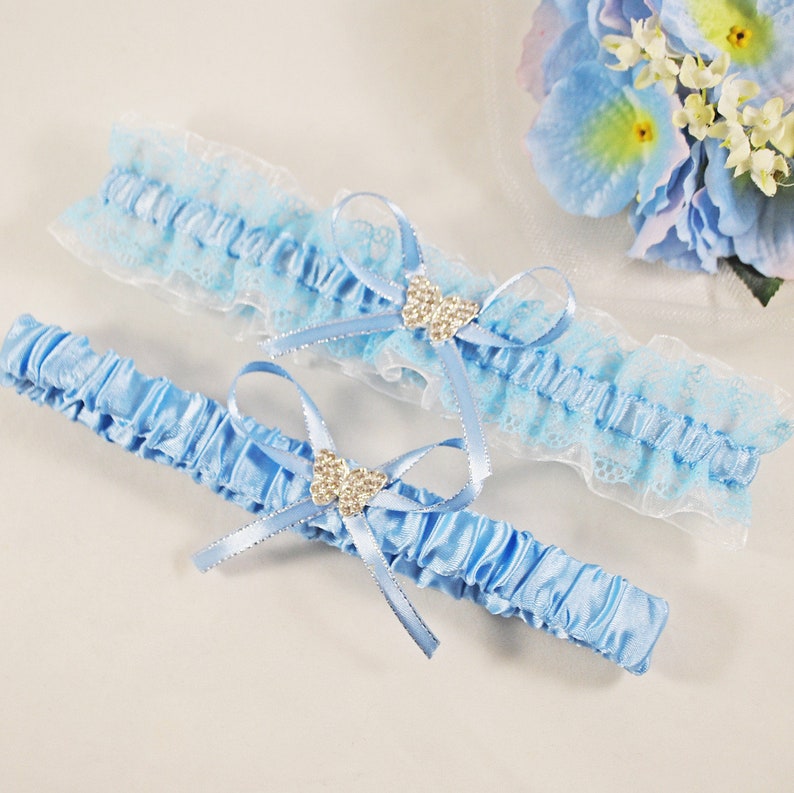 Set elegant garter blue for bride Wedding lingerie Plus size | Etsy