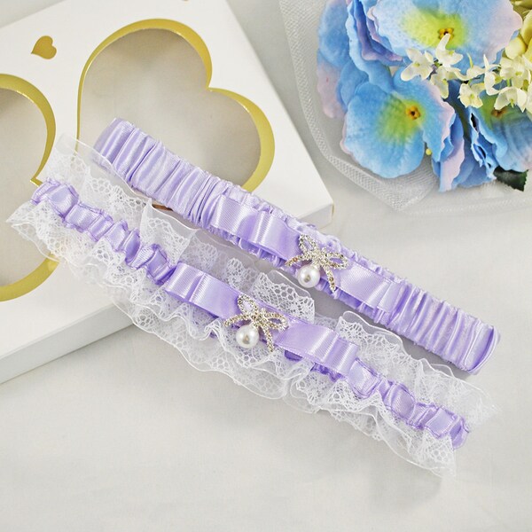 Purple Bridal Garter Etsy
