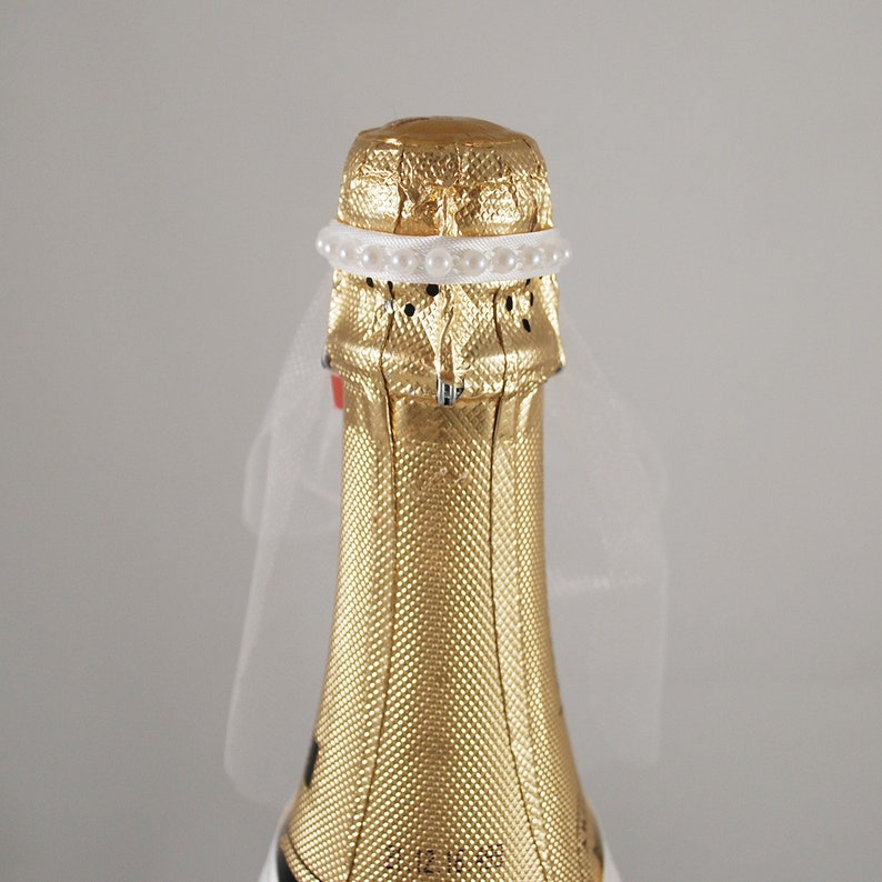 Bride groom bottle set white black, Wedding bottle decoration, Champagne bottle decor koozies, Сlothes bottle, Gift for wedding image 5