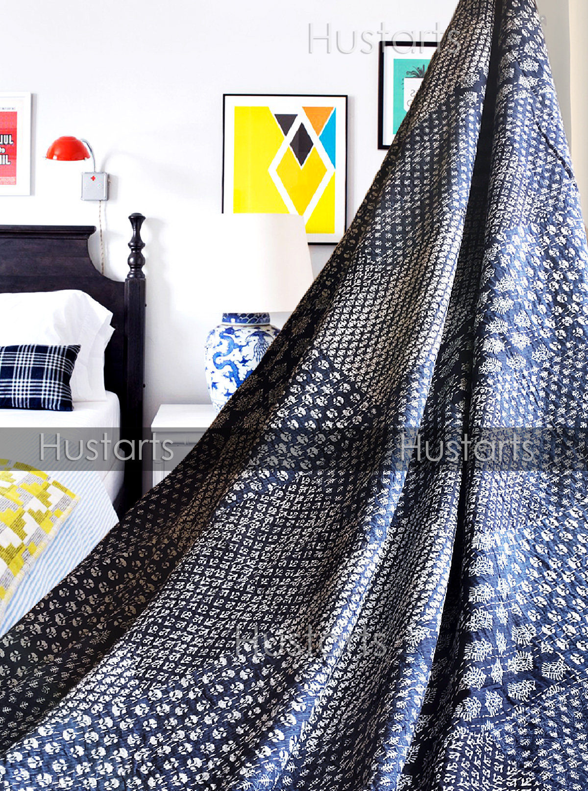 Kantha Quilt Indian Handmade Vintage Bedspread Throw Cotton Twin Patchwork Gudri