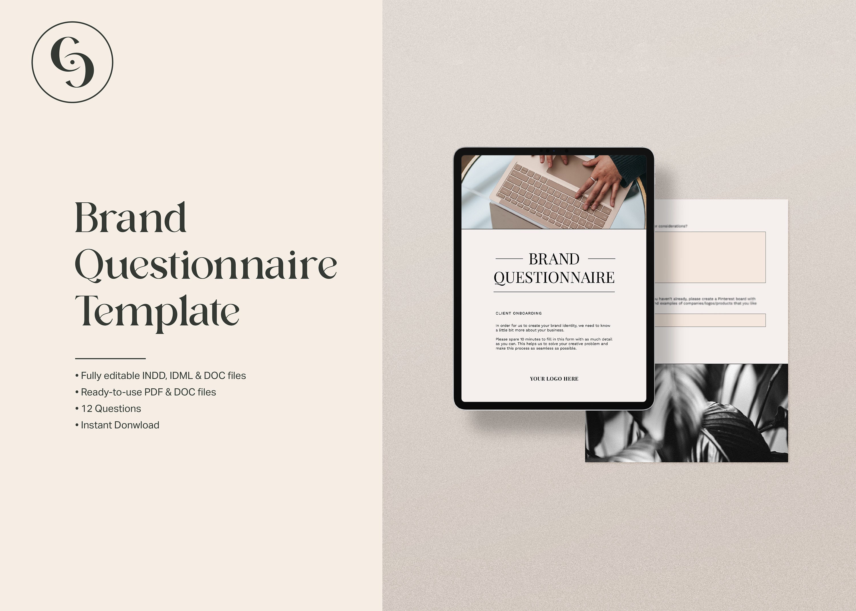 Discovery & Brand Questionnaire, Onboarding Template, Editable Client